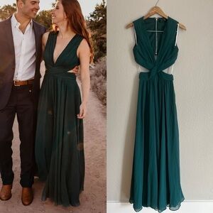 Vivid Imagination Emerald Green Cutout Maxi Dress